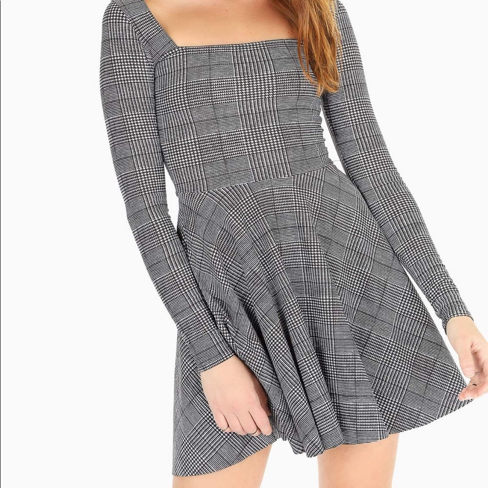 TWEED🖤MONO SQUARED UP MINI SKATER DRESS Blackmilk